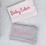 Knitted Cotton Baby Blanket Hand Embroidered - Personalise Me