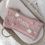 Baby Blanket with Flowers, Bows, Shells and Pearls - Personalise Me