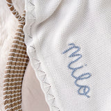 Knitted Cotton Baby Blanket Hand Embroidered - Personalise Me