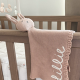 Knitted Cotton Bunny Dou-Dou Comforter - Dusty Pink