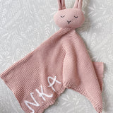 Knitted Cotton Bunny Dou-Dou Comforter - Dusty Pink