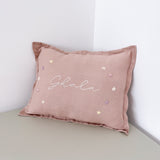 Linen Nursery Cushion Hand Embroidered with Flowers - Personalise Me