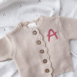 Knitted Scallop Cardigan - Hand Embroidered - Personalise Me