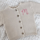 Knitted Scallop Cardigan - Hand Embroidered - Personalise Me