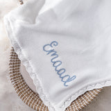 Knitted Cotton Baby Blanket Hand Embroidered - Personalise Me