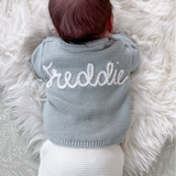 Newborn Knitted Cardigan - Hand Embroidered Name - Personalise Me