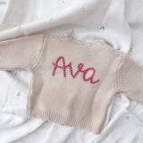 Knitted Scallop Cardigan - Hand Embroidered - Personalise Me