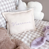 Linen Nursery Cushion Hand Embroidered - Personalise Me