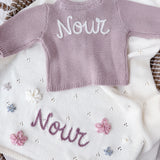Newborn Knitted Cardigan - Hand Embroidered Name - Personalise Me