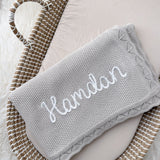 Knitted Cotton Baby Blanket Hand Embroidered - Personalise Me