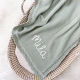 Knitted Cotton Baby Blanket Hand Embroidered - Personalise Me
