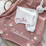 Knitted Cotton Bunny Dou-Dou Comforter - White