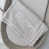 Knitted Cotton Baby Blanket Hand Embroidered - Personalise Me