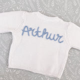 Newborn Knitted Cardigan - Hand Embroidered Name - Personalise Me