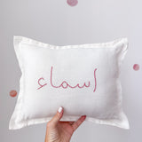 Linen Nursery Cushion Hand Embroidered - Personalise Me