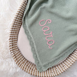 Knitted Cotton Baby Blanket Hand Embroidered - Personalise Me