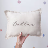 Linen Nursery Cushion Hand Embroidered - Personalise Me