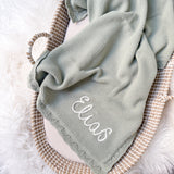 Knitted Cotton Baby Blanket Hand Embroidered - Personalise Me