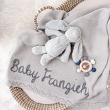 Baby Boy Grey Bunny & Blanket 3-Piece Gift Set - Personalise Me