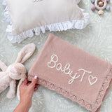 Knitted Cotton Baby Blanket Hand Embroidered - Personalise Me