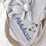 Baby Boy Grey Bunny & Blanket 3-Piece Gift Set - Personalise Me