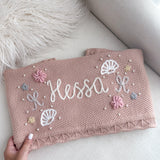 Baby Blanket with Flowers, Bows, Shells and Pearls - Personalise Me