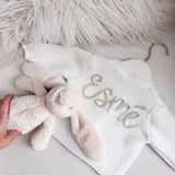 Newborn Knitted Cardigan - Hand Embroidered Name - Personalise Me