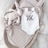 White Knitted Romper- Hand Embroidered - Personalise Me