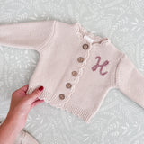 Knitted Scallop Cardigan - Hand Embroidered - Personalise Me