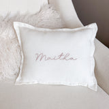 Linen Nursery Cushion Hand Embroidered - Personalise Me