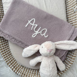 Knitted Cotton Baby Blanket Hand Embroidered - Personalise Me