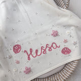 Baby Blanket with Flowers, Bows, Shells and Pearls - Personalise Me