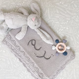 Baby Boy Grey Bunny & Blanket 3-Piece Gift Set - Personalise Me