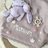 Flower Blanket, Bunny & Teether 3-Piece Gift Set - Personalise Me
