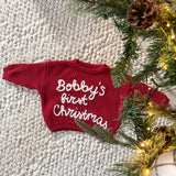 My First Christmas Knitted Sweater - Hand Embroidered - Personalise Me