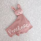 Knitted Cotton Bunny Dou-Dou Comforter - Dusty Pink