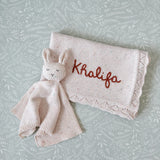 Knitted Cotton Baby Blanket Hand Embroidered - Personalise Me