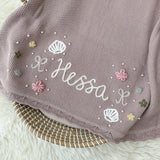 Baby Blanket with Flowers, Bows, Shells and Pearls - Personalise Me