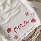 Baby Blanket with Flowers, Bows, Shells and Pearls - Personalise Me