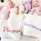 Knitted Cotton Baby Blanket Hand Embroidered - Personalise Me