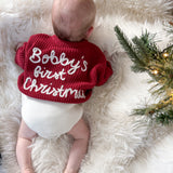 My First Christmas Knitted Sweater - Hand Embroidered - Personalise Me