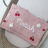 Baby Blanket with Flowers, Bows, Shells and Pearls - Personalise Me