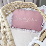 SALE - Frill Linen Nursery Cushion Hand Embroidered  - Personalise Me