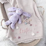 Flower Blanket, Bunny & Teether 3-Piece Gift Set - Personalise Me