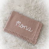 Knitted Cotton Baby Blanket Hand Embroidered - Personalise Me