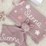Knitted Cotton Bunny Dou-Dou Comforter - Lilac