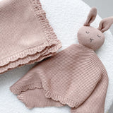 Knitted Cotton Bunny Dou-Dou Comforter - Dusty Pink