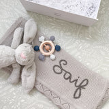 Knitted Cotton Baby Blanket Hand Embroidered - Personalise Me