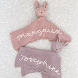 Knitted Cotton Bunny Dou-Dou Comforter - Dusty Pink