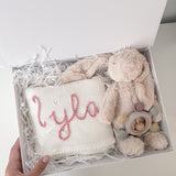 Baby Girl Bunny & White Blanket 3-Piece Gift Set - Personalise Me